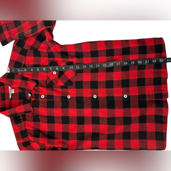 Bienzoe Boy's Buffalo Red and Black Plaid Flannel Button Down Shirt Size 11-12yr - Picture 4 of 7